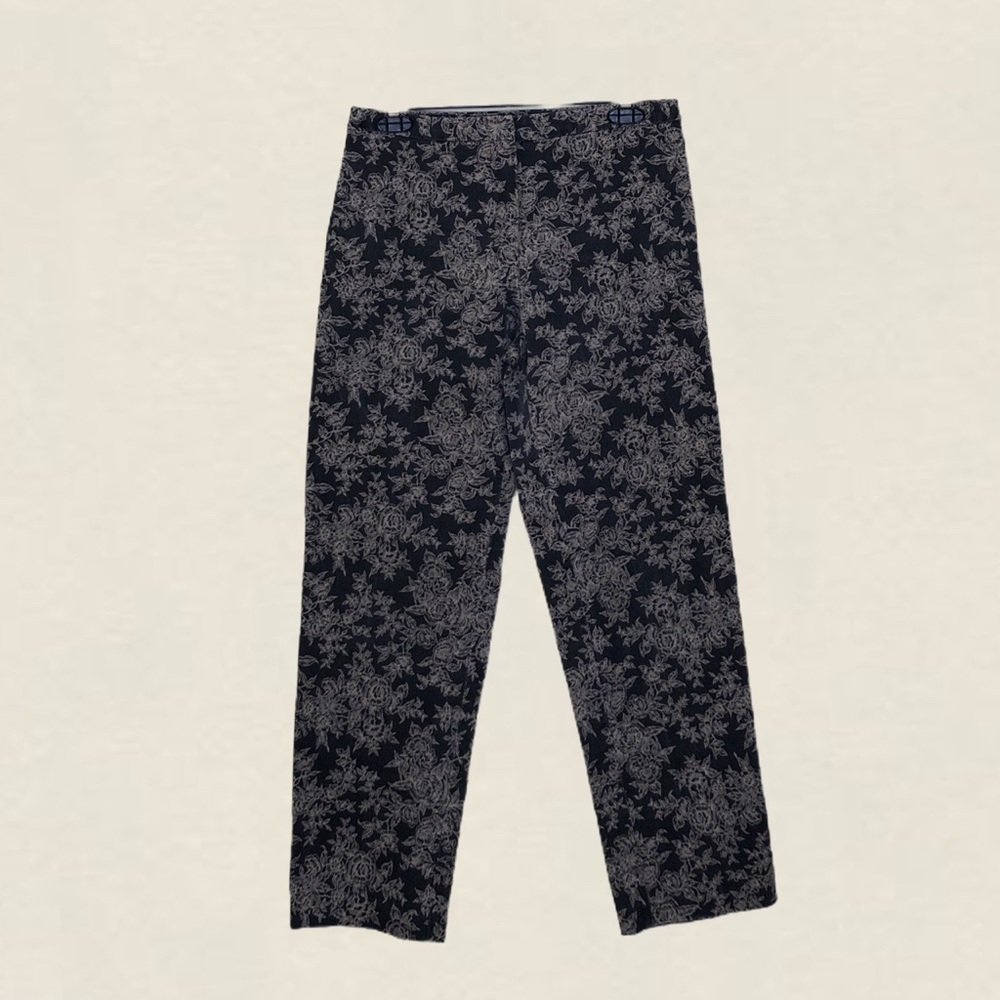 Vintage Gray floral high waisted cropped pant